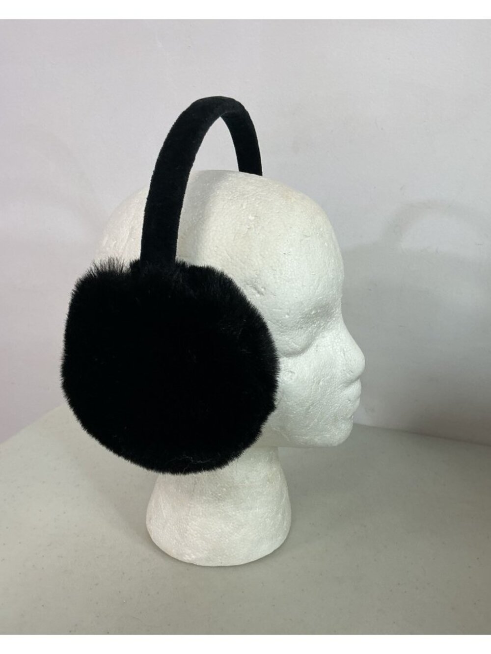 Large Black Puffy Earmuffs Womens One Size New